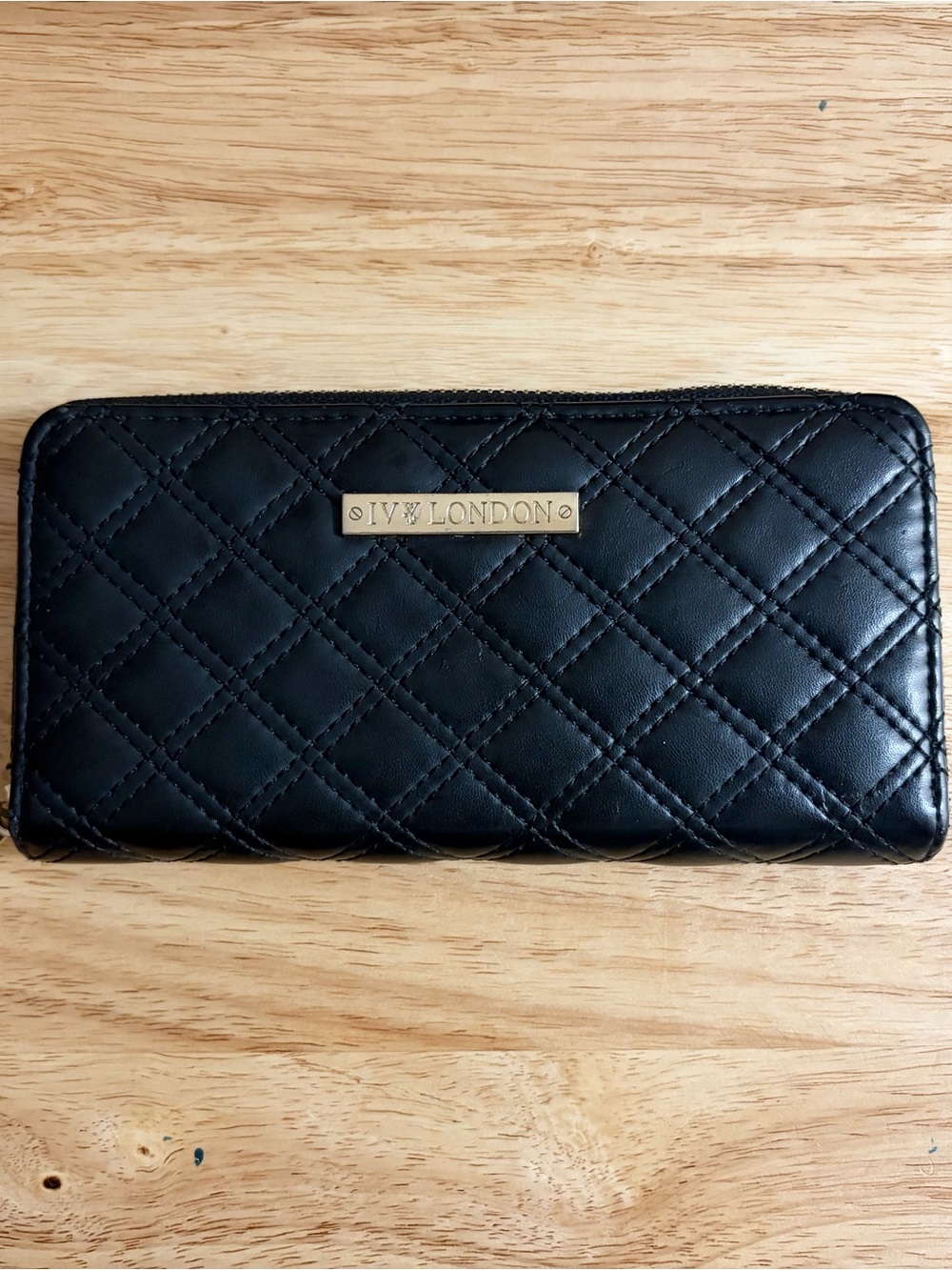 Ivy London Black Quilted Zip Around Wallet